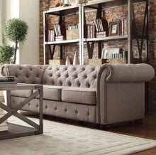  Classic Chesterfield Sofa Upholstered in Light Grey