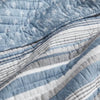 Nautical Blue, White, and Grey Striped Cotton Reversible Quilt Set - King Size