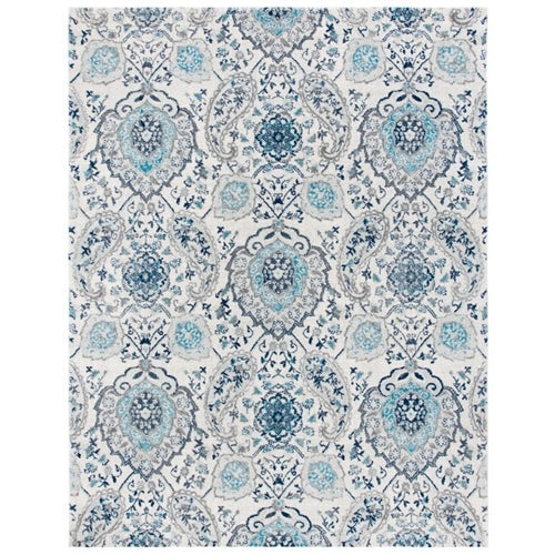 Area Rug -Blue Coastal Damask Style in 5'x7'