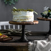 Rustic Wooden Cake Stand with Black Base