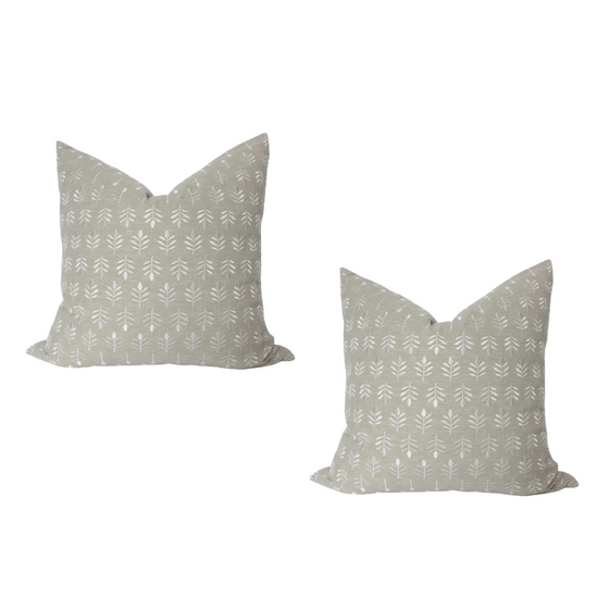 Natural Floral Embroidered Pillow Covers | Set of 2