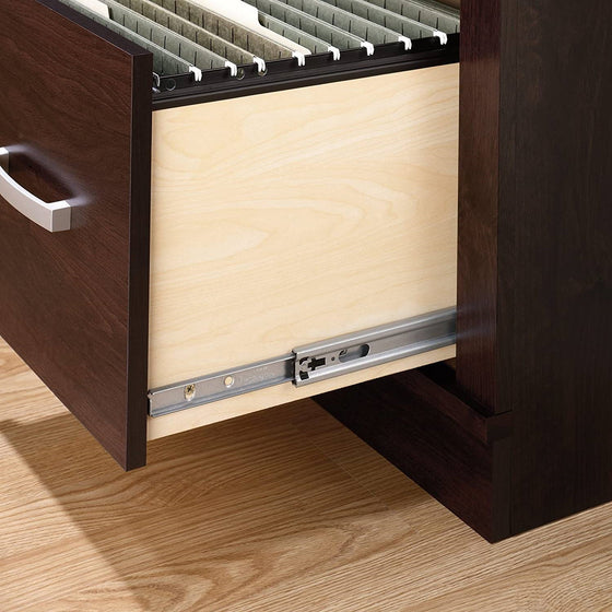 Dark Espresso Executive Computer Desk with Filing Cabinets Storage