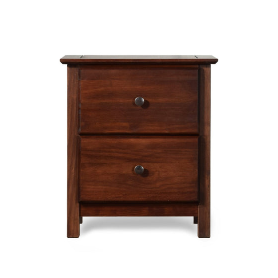 Farmhouse Solid Wood 2 Drawer Nightstand in Cherry Finish