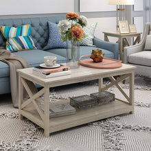  Farmhouse Style Coffee Table with Rustic White Oak Finish