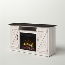  Farmhouse Rustic Ivory/Espresso TV Entertainment Electric Fireplace