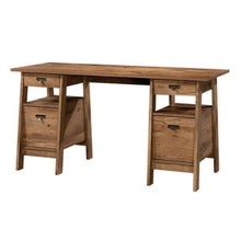  Farmhouse Executive Desk with Filing Cabinet in Rustic Oak Finish