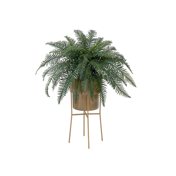 34” Artificial River Fern Plant in Metal Planter with Stand DIY KIT