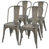 Set of 4 - Stackable Modern Dining Side Chair in Gun Metal Finish