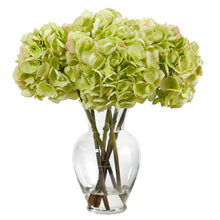  18” Hydrangea Artificial Arrangement In Glass Vase