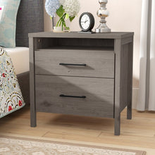  Modern 2 Drawer Nightstand in Grey