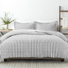  Queen/Full Size Premium Ultra Soft Duvet Cover Set in Gray Rugged Striped Pattern