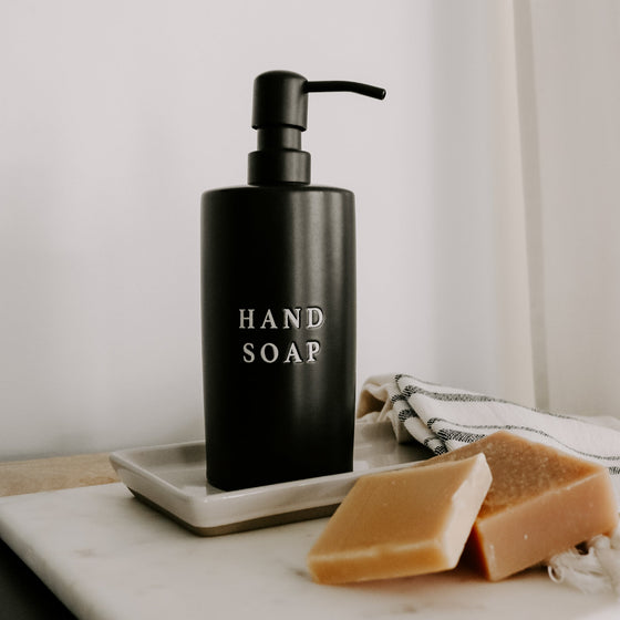 Black Stoneware Hand Soap Dispenser 15 oz