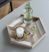 White Serving Tray With Wooden Patterned Inlay