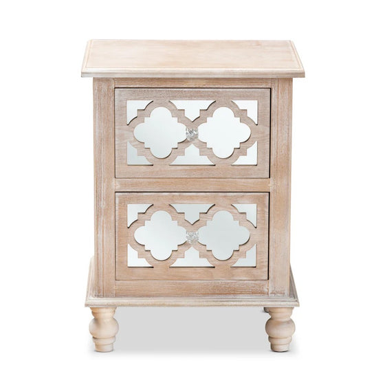 This French Nightstand in White-washed Oak Finish