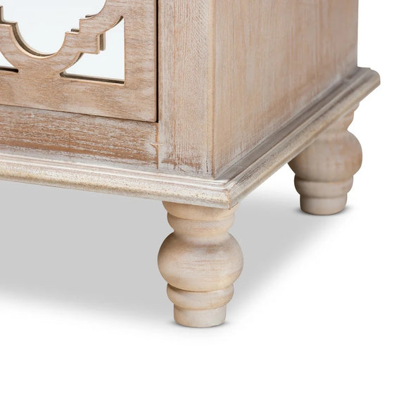 This French Nightstand in White-washed Oak Finish