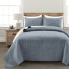 3-Piece Reversible Woven Cotton Quilt Set in Navy & Cream