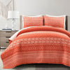 Scandinavian Chevron Orange White Stripe Reversible Cotton Quilt Set