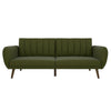 Linen Upholstered Futon Sofa Bed with Mid-Century Style Wooden Legs