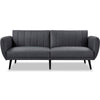 Linen Upholstered Futon Sofa Bed with Mid-Century Style Wooden Legs