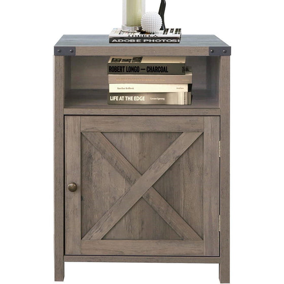 Farmhouse Style End Table in Rustic Oak Finish