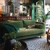 Mid-Century Green Velvet Sofa with Tufted Seat Cushion