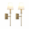 Set of 2 Sconce Lighting Fixtures with Flared White Textile Lamp Shade