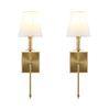 Set of 2 Sconce Lighting Fixtures with Flared White Textile Lamp Shade