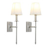 Set of 2 Sconce Lighting Fixtures with Flared White Textile Lamp Shade