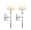 Set of 2 Sconce Lighting Fixtures with Flared White Textile Lamp Shade