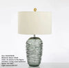 Sea Green Glass LED Lamp with Ivory Shade