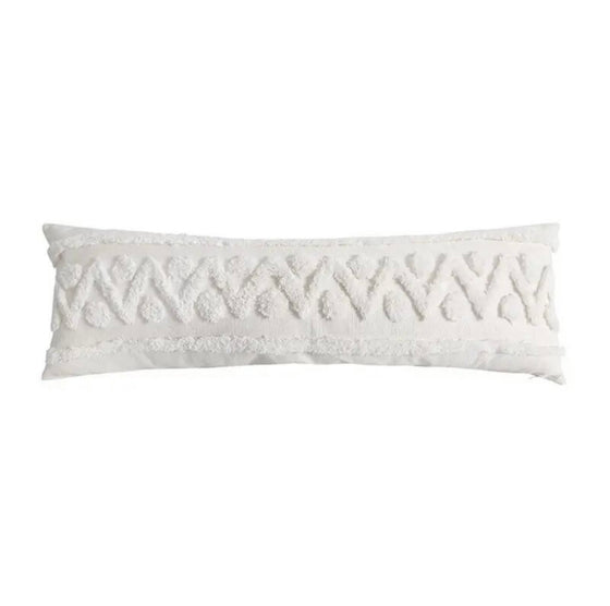 Lumbar White Tufted Bohemian Style Throw Pillow