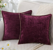  Set of 2 -Burgandy Chenille Throw Pillow Covers