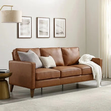  Faux Leather Sofa, Saddle Brown