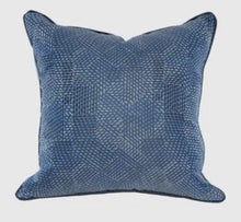  18" x 18" Solid Blue Patterned Throw Pillow Cover