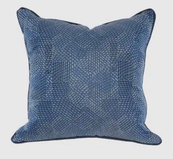 18" x 18" Solid Blue Patterned Throw Pillow Cover