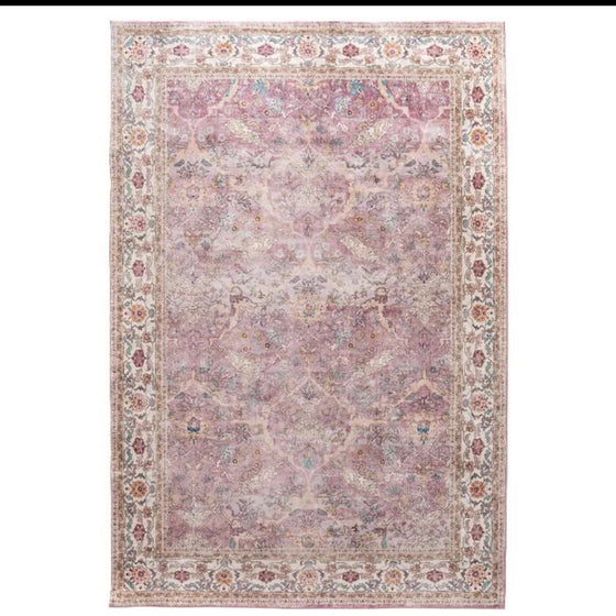 7' x 9' Persian Style Faded Area Rug in Maroon