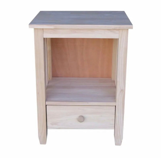 Unfinished Wood Nightstand with Drawer