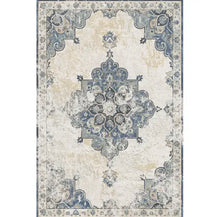  6.5' X 10' Vintage Style Rug in Blue and Cream