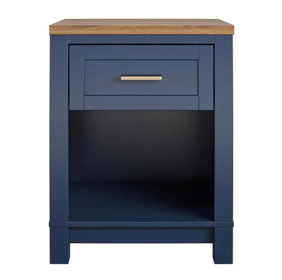 Josiah Navy Nightstand with Walnut Top