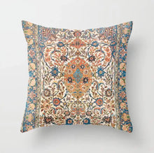  Handmade Bohemian Style Throw Pillow Case in Orange and Stonewashed Blue