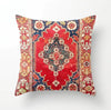 Handmade Bohemian Style Throw Pillow in Bright Red and Indigo Blue