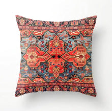  Handmade Bohemian Style Throw Pillow Case in Bright Red and Stonewash Blue