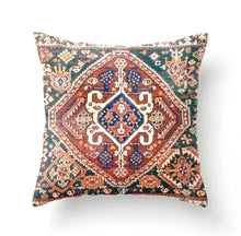  Handmade Bohemian Style Throw Pillow Cover in a Bold Burnt Orange, Teal, and Indigo