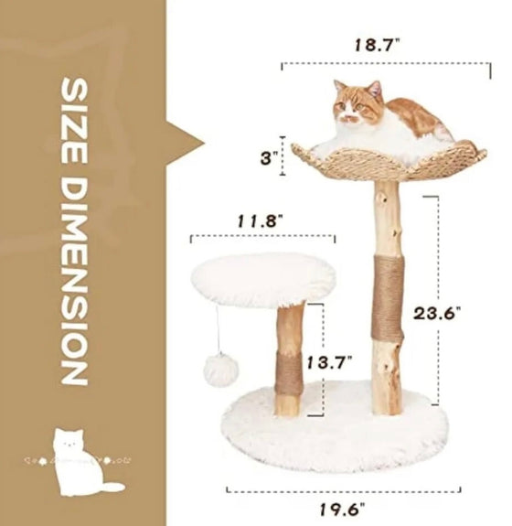 28" Natural Wood Cat Tree and Scratch Post