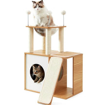  Natural Colored Cat Tree with Wooden Kitty Condo