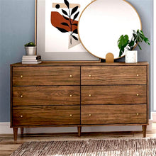  Walnut Mid Century 6 Drawer Dresser