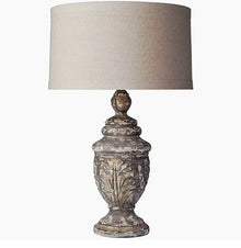  Ornate Lamp with Beige Linen Shade (Special Order)