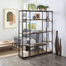  Open Industrial Style 5 Tier Bookshelf in Rustic, Black, or Brown Finish