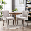 Set of Two Upholstered Farmhouse Style Dining Chairs with Rustic Finished Carved Wood Style Legs