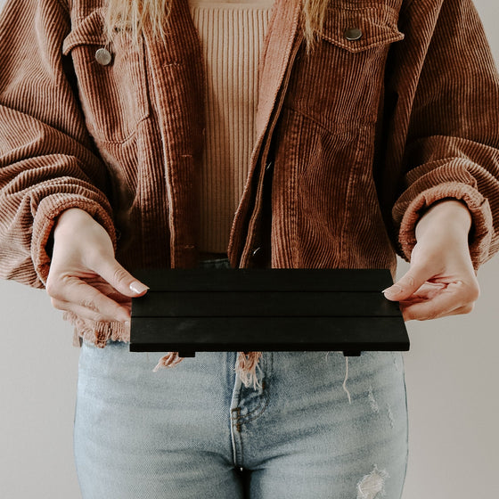 Black Rectangular Wood Tray